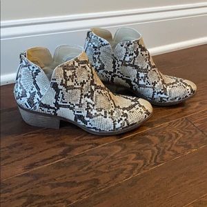 Snakeskin booties
